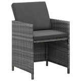 NNEVL 5 Piece Garden Dining Set with Cushions Poly Rattan Grey