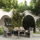 NNEVL 5 Piece Garden Dining Set with Cushions Poly Rattan Grey
