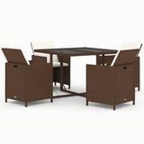 NNEVL 5 Piece Garden Dining Set with Cushions Poly Rattan Brown