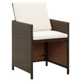 NNEVL 5 Piece Garden Dining Set with Cushions Poly Rattan Brown