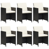 NNEVL 7 Piece Garden Dining Set with Cushions Poly Rattan Black