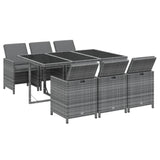NNEVL 7 Piece Garden Dining Set with Cushions Poly Rattan Grey