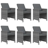 NNEVL 7 Piece Garden Dining Set with Cushions Poly Rattan Grey