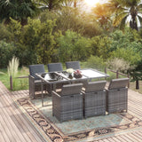 NNEVL 7 Piece Garden Dining Set with Cushions Poly Rattan Grey