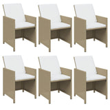 NNEVL 7 Piece Garden Dining Set with Cushions Poly Rattan Beige