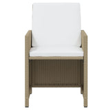 NNEVL 7 Piece Garden Dining Set with Cushions Poly Rattan Beige