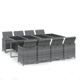 NNEVL 9 Piece Garden Dining Set with Cushions Poly Rattan Grey