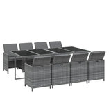 NNEVL 9 Piece Garden Dining Set with Cushions Poly Rattan Grey