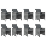 NNEVL 9 Piece Garden Dining Set with Cushions Poly Rattan Grey