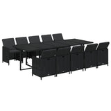 NNEVL 11 Piece Garden Dining Set with Cushions Poly Rattan Black