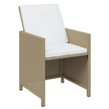 NNEVL 15 Piece Garden Dining Set with Cushions Poly Rattan Beige