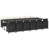 NNEVL 13 Piece Garden Dining Set with Cushions Poly Rattan Black
