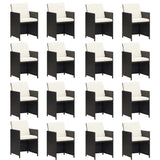NNEVL 17 Piece Garden Dining Set with Cushions Poly Rattan Black