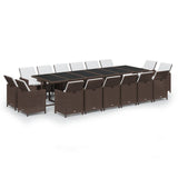 NNEVL 17 Piece Garden Dining Set with Cushions Poly Rattan Brown