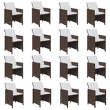 NNEVL 17 Piece Garden Dining Set with Cushions Poly Rattan Brown