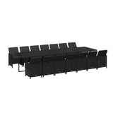 NNEVL 15 Piece Garden Dining Set with Cushions Poly Rattan Black