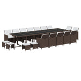 NNEVL 19 Piece Garden Dining Set with Cushions Poly Rattan Brown