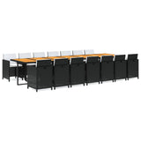 NNEVL 15 Piece Garden Dining Set with Cushions Black Poly Rattan