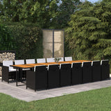 NNEVL 15 Piece Garden Dining Set with Cushions Black Poly Rattan