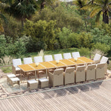 NNEVL 19 Piece Garden Dining Set with Cushions Beige Poly Rattan