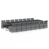 NNEVL 17 Piece Garden Dining Set with Cushions Grey Poly Rattan