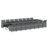 NNEVL 17 Piece Garden Dining Set with Cushions Grey Poly Rattan