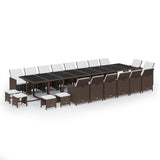 NNEVL 21 Piece Garden Dining Set with Cushions Brown Poly Rattan