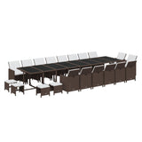 NNEVL 21 Piece Garden Dining Set with Cushions Brown Poly Rattan