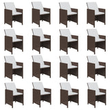NNEVL 21 Piece Garden Dining Set with Cushions Brown Poly Rattan