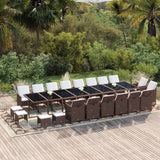 NNEVL 21 Piece Garden Dining Set with Cushions Brown Poly Rattan