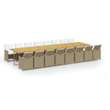 NNEVL 17 Piece Garden Dining Set with Cushions Beige Poly Rattan