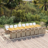 NNEVL 17 Piece Garden Dining Set with Cushions Beige Poly Rattan