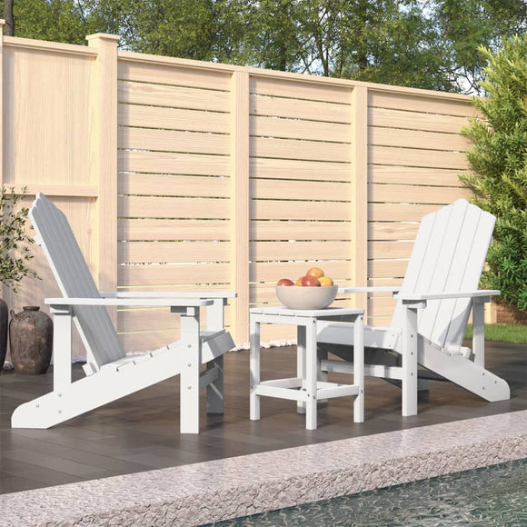 NNEVL Garden Adirondack Chairs with Table HDPE White