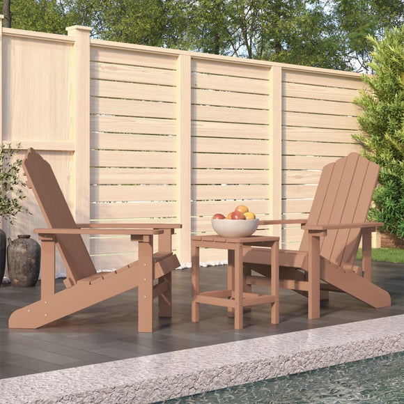 NNEVL Garden Adirondack Chairs with Table HDPE Brown