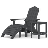 NNEVL Garden Adirondack Chair with Footstool & Table HDPE Anthracite
