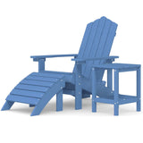 NNEVL Garden Adirondack Chair with Footstool & Table HDPE Aqua Blue