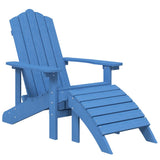 NNEVL Garden Adirondack Chair with Footstool & Table HDPE Aqua Blue