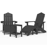 NNEVL Garden Adirondack Chairs with Footstool & Table HDPE Anthracite