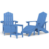 NNEVL Garden Adirondack Chairs with Footstool & Table HDPE Aqua Blue