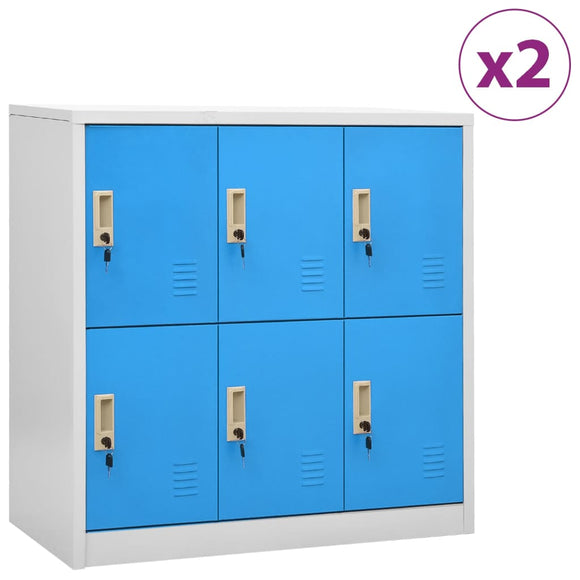 NNEVL Locker Cabinets 2 pcs Light Grey and Blue 90x45x92.5 cm Steel