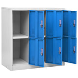 NNEVL Locker Cabinets 2 pcs Light Grey and Blue 90x45x92.5 cm Steel