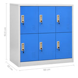 NNEVL Locker Cabinets 2 pcs Light Grey and Blue 90x45x92.5 cm Steel