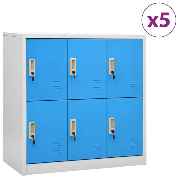 NNEVL Locker Cabinets 5 pcs Light Grey and Blue 90x45x92.5 cm Steel