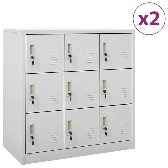 NNEVL Locker Cabinets 2 pcs Light Grey 90x45x92.5 cm Steel
