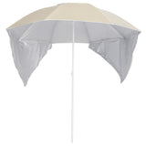 NNEVL Beach Umbrella with Side Walls Sand 215 cm