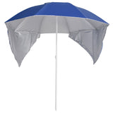NNEVL Beach Umbrella with Side Walls Blue 215 cm