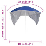 NNEVL Beach Umbrella with Side Walls Blue 215 cm
