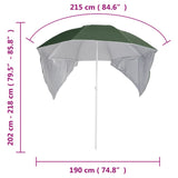 NNEVL Beach Umbrella with Side Walls Green 215 cm