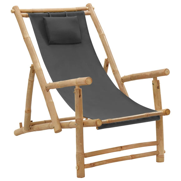 NNEVL Deck Chair Bamboo and Canvas Dark Grey