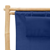 NNEVL Deck Chair Bamboo and Canvas Navy Blue